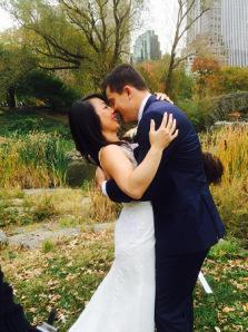 Anita Grant Central Park Wedding Pond Kiss