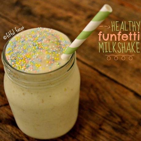 Healthy Funfetti Milkshake Healthy Funfetti Milkshake via Fitful Focus #healthy #milkshake #recipe