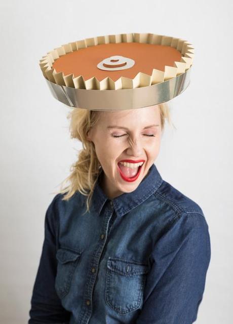 Start a new tradition of making hats for each other to wear on Thanksgiving like this pumpkin pie hat.
