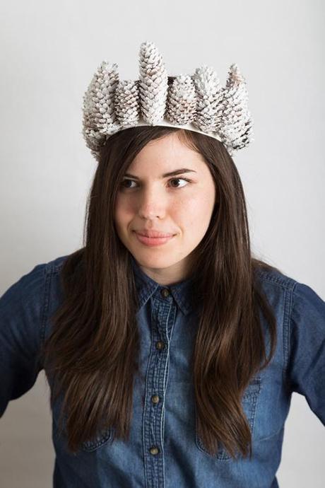 Start a new tradition of making hats for each other to wear on Thanksgiving like this pinecone crown.