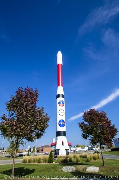 The rocket outside of the Cosmodome in Laval