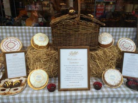 summer picnic basket cake display gingham at bettys tea room york