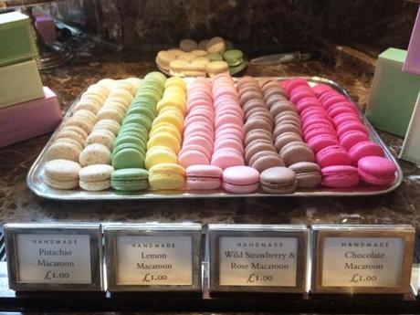 brightly coloured macarons at bettys tearooms york pistachio lemon strawberry rose chocolate