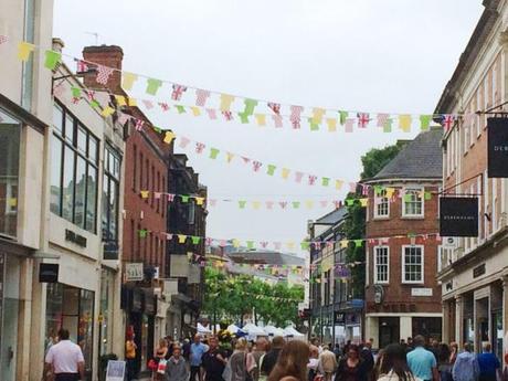 tour de france jersey bunting in york outside bettys tea room yellow red green striped