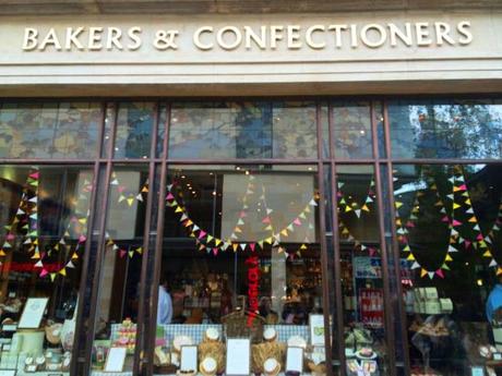 bakers and confectioners window cake bunting display at bettys tea room york