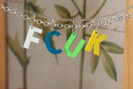 FCUK Wooden Letters Necklace
