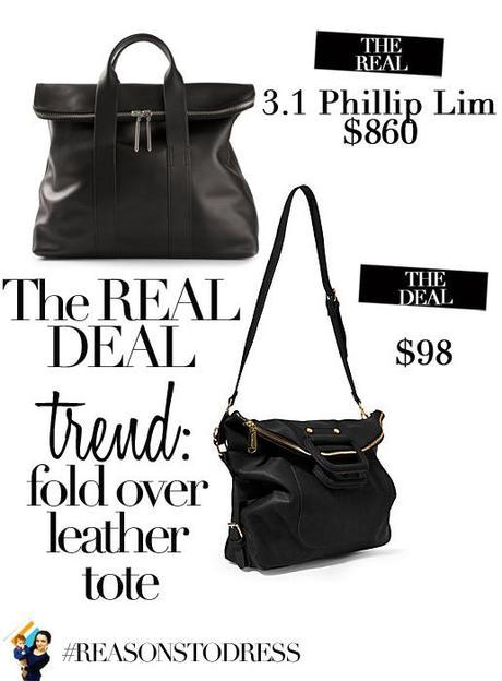 the real deal fold over leather tote