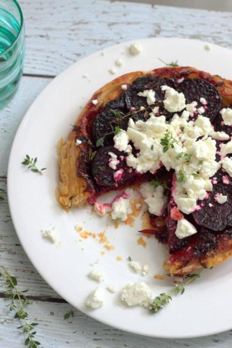 Beetroot & Feta Tarte Tartin. A simple vegetarian dinner; all the work can be done in advance. | thecookspyjamas.com 