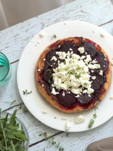 Beetroot & Feta Tarte Tartin. A simple vegetarian dinner; all the work can be done in advance. | thecookspyjamas.com 