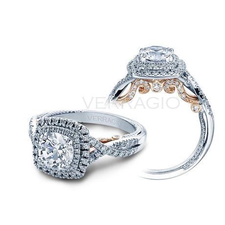 Verragio twisted double halo rose gold engagement ring