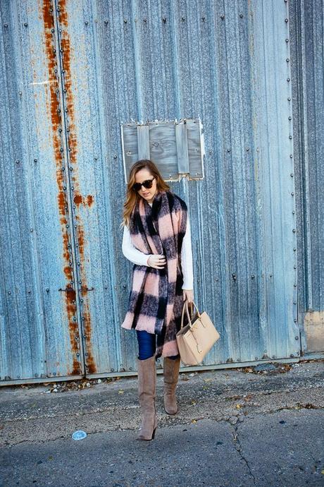 PINK CHECK SCARF