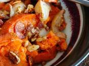 Baked Yams Pears with Bourbon, Pecans, Bacon, Maple Syrup