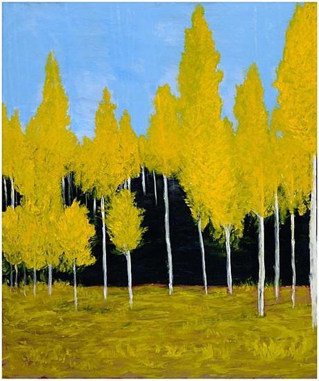 Landscape Painting Of Golden Birch Tree Forest