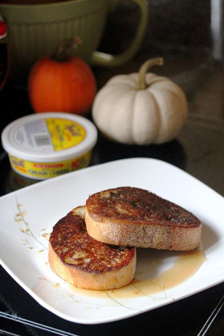 Vegan Pumpkin Cream Cheese Stuffed French Toast