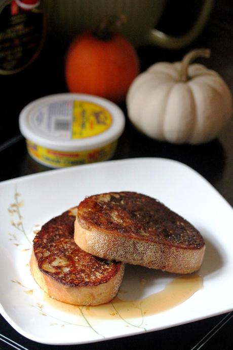 Vegan Pumpkin Cream Cheese Stuffed French Toast