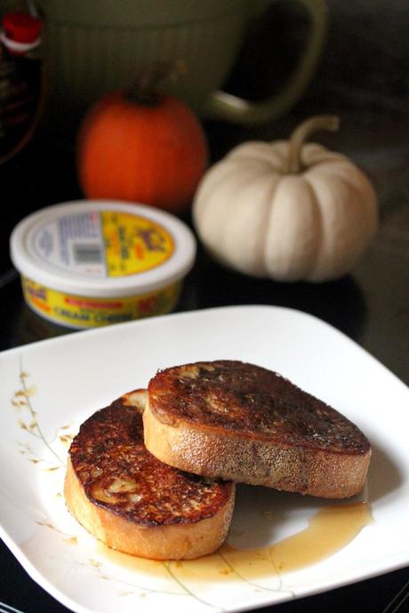 Vegan Pumpkin Cream Cheese Stuffed French Toast