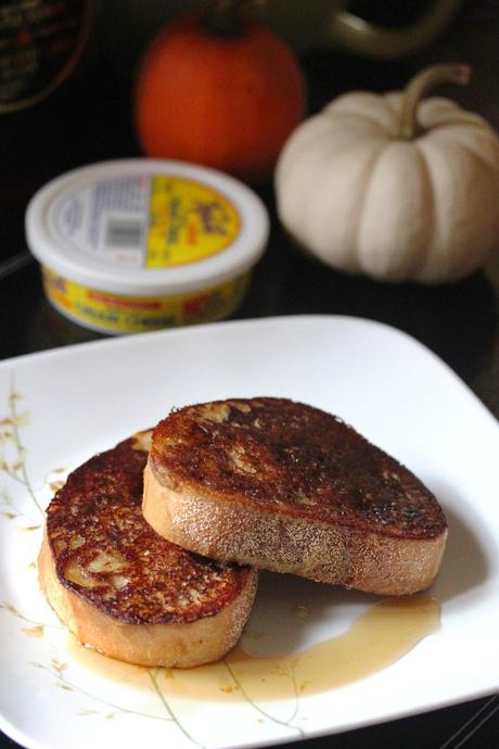 Vegan Pumpkin Cream Cheese Stuffed French Toast