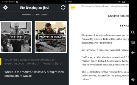 At The Washington Post, a new tablet edition for Kindle Fire