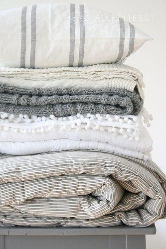 linens in shades of grey