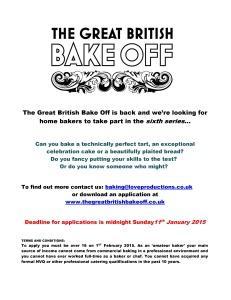 Great British bake off applications