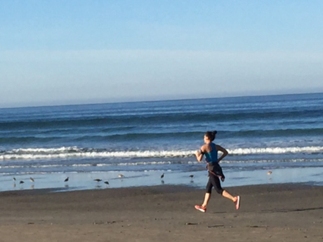 Iconic California image: jogger on the beach. She unknowingly inspired me. 