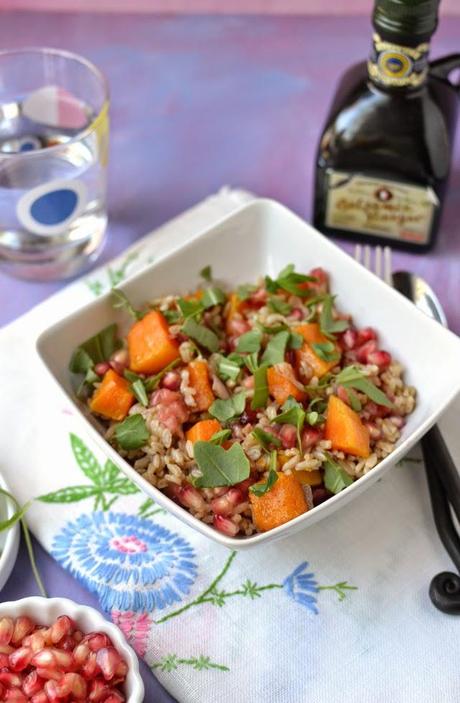 Brown Rice Salad with Roasted Butternut Squash & Pomegranates