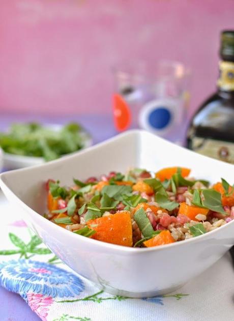 Brown Rice Salad with Roasted Butternut Squash & Pomegranates