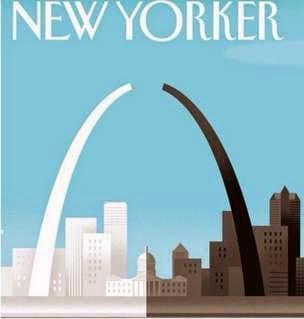 New Yorker cover story shows St. Louis Arch divided, Tweet shows divided arch fixed