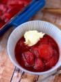 Roasted Cinnamon Strawberries. Good for breakfast or dessert. Especially with cream. | thecookspyjamas.com