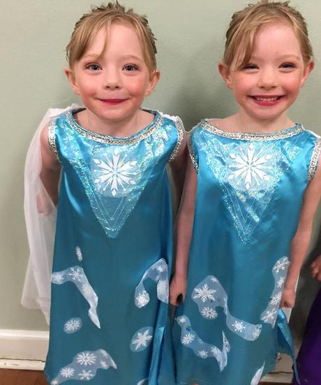 The girls as Elsa  from Frozen for their ballet concert. This was taken at the kids dress rehearsal. 