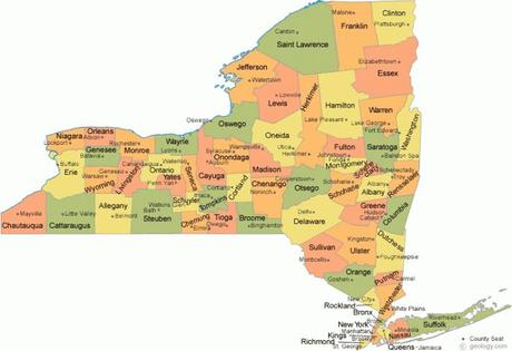 New York County Map (Source geology.com)