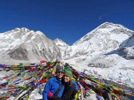 Living the Dream made it to Everest Base Camp (Everest hiding behind the mountain on the right)