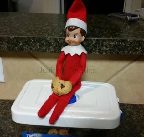 Elf on the Shelf Ideas Eating Cookies