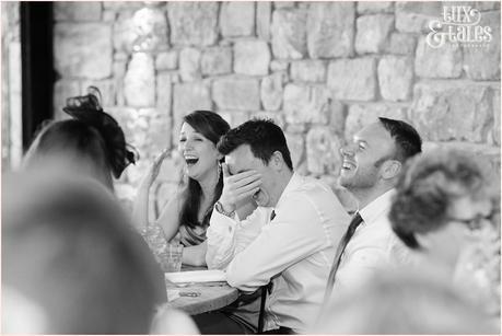 Speeches & laughing at Newton Hall beachside wedding