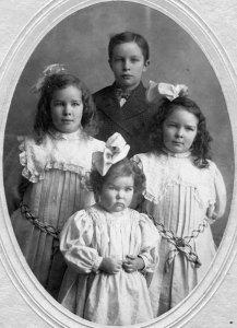 Mervyn Stephenson with his three sisters, Condon, Oregon, ca. early 1900s.