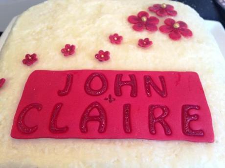 john and claire name plate personalised ruby wedding anniversary cake