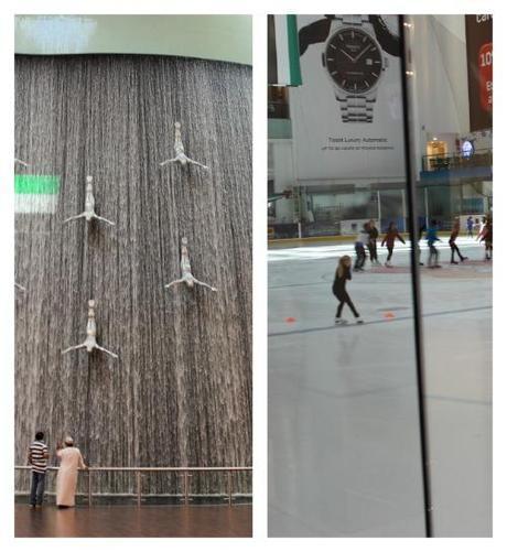 waterfall atrium and ice rink dubai mall