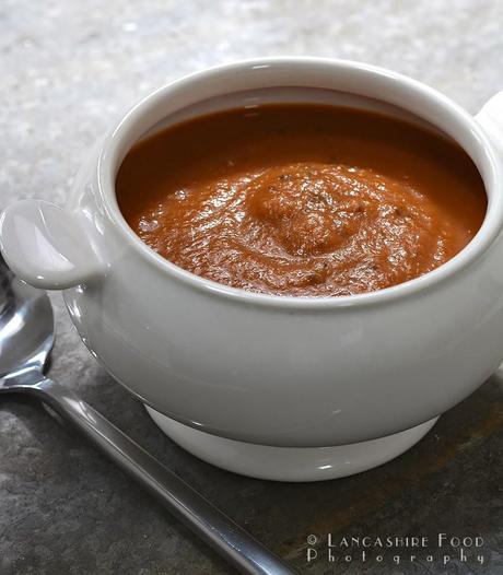 Roasted aubergine and tomato soup