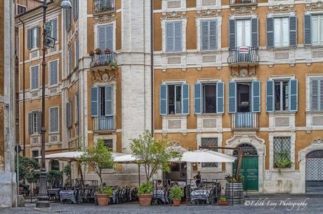 Rome, Italy, restaurent, dining, patio, travel photography, building, shutters