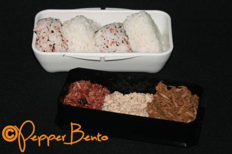 Filled Onigiri With Three Ways of Tuna Bento Lunch Box S