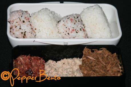 Filled Onigiri With Three Ways of Tuna Bento Lunch Box