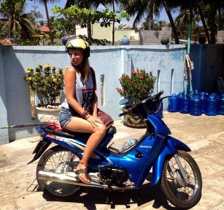 Paula Through the Looking Glass on Her Motorbike in Vietnam