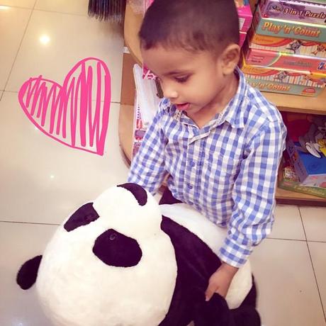 The look of love - Piglet just loves his pandas