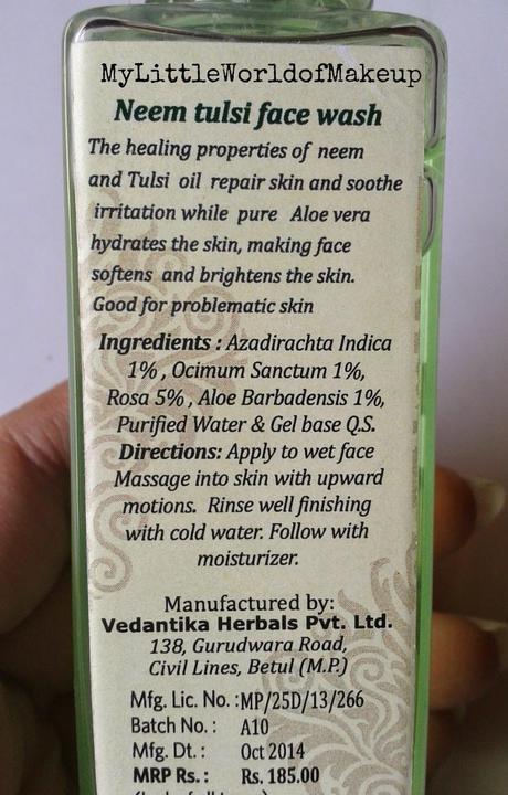 Vedantika Herbals Neem Tulsi Aloe Face Wash Review