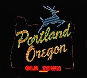 Portland Oregon - White Stag sign.  Photo by Steve Morgan.