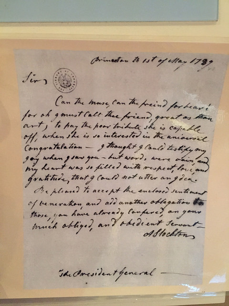 I love seeing the handwriting of each Literary Granny. This is a letter from Annis Boudinot Stockton to George Washington