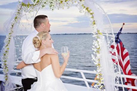 Newly wed couple on cruise ship