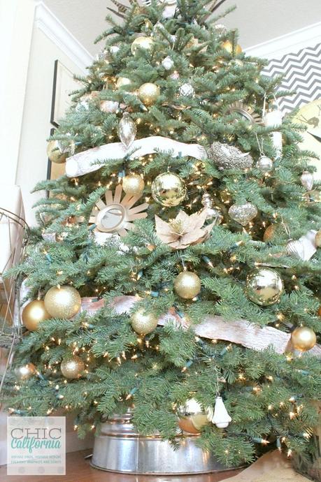 Christmas Tree with Galvanized Bucket Tree Skirt