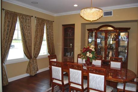 dining room decorated with flowers