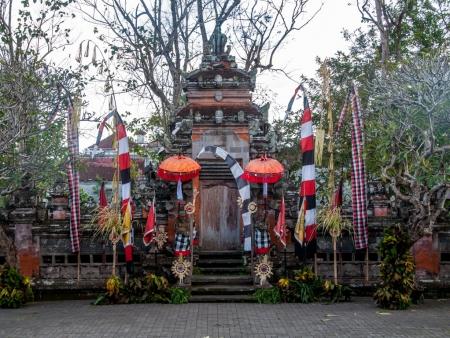 The decorated stage at the Pura Puseh